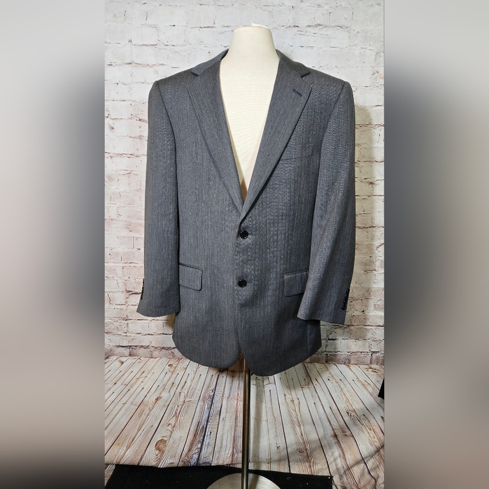 Jos A Bank Signature mens gray herringbone sport coat suit jacket blazer 41 R